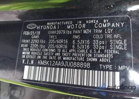 2018 Hyundai Kona Se z USA, uszkodzony, nr VIN KM8K12AA9JU088898